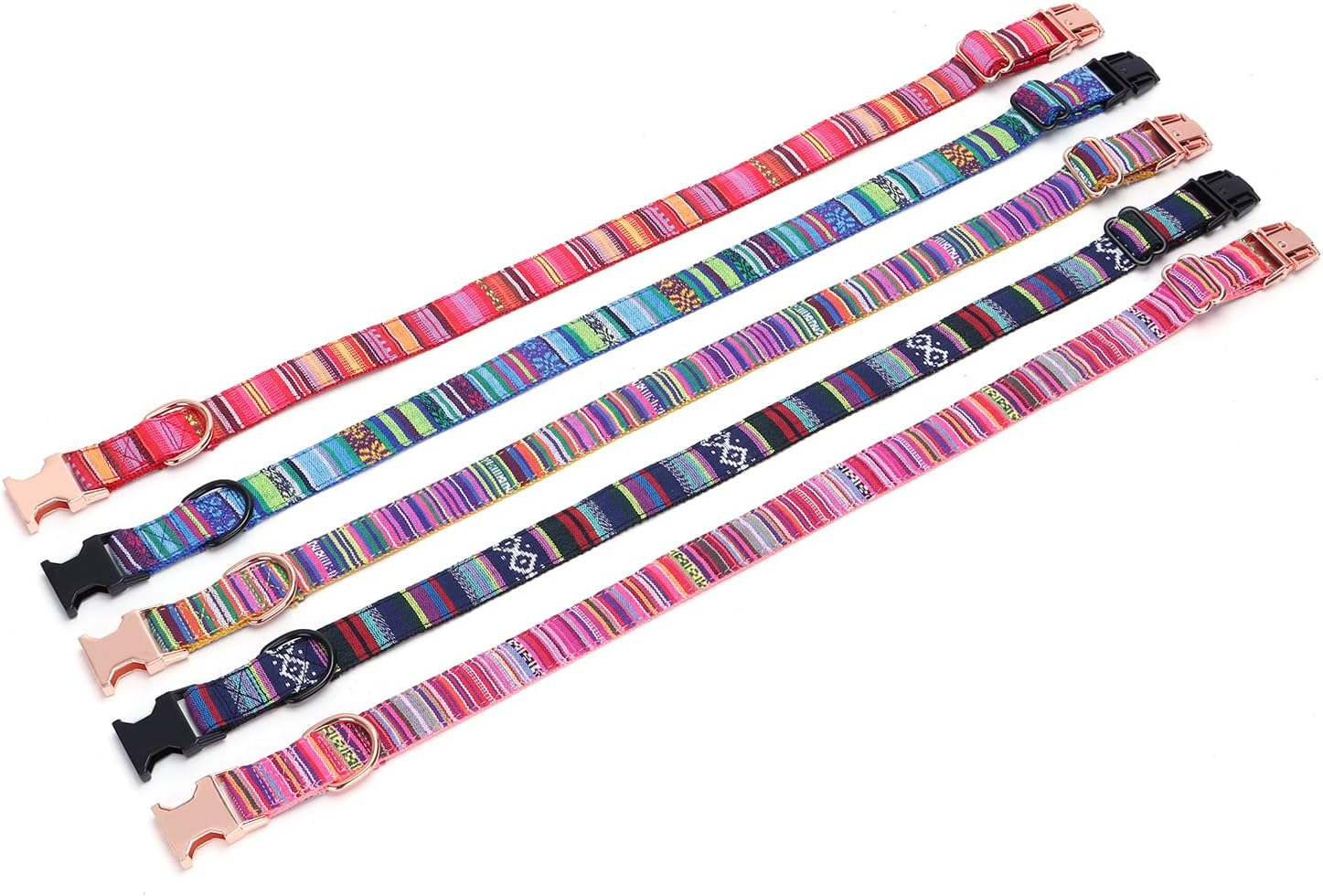 Haoyueer Multi-Colored Stripe Dog Collar, Soft Adjustable Dog Collars with Metal Buckle for Small Medium Large Dogs, Perfect Pet Collar Gift (M, Red) image number 5
