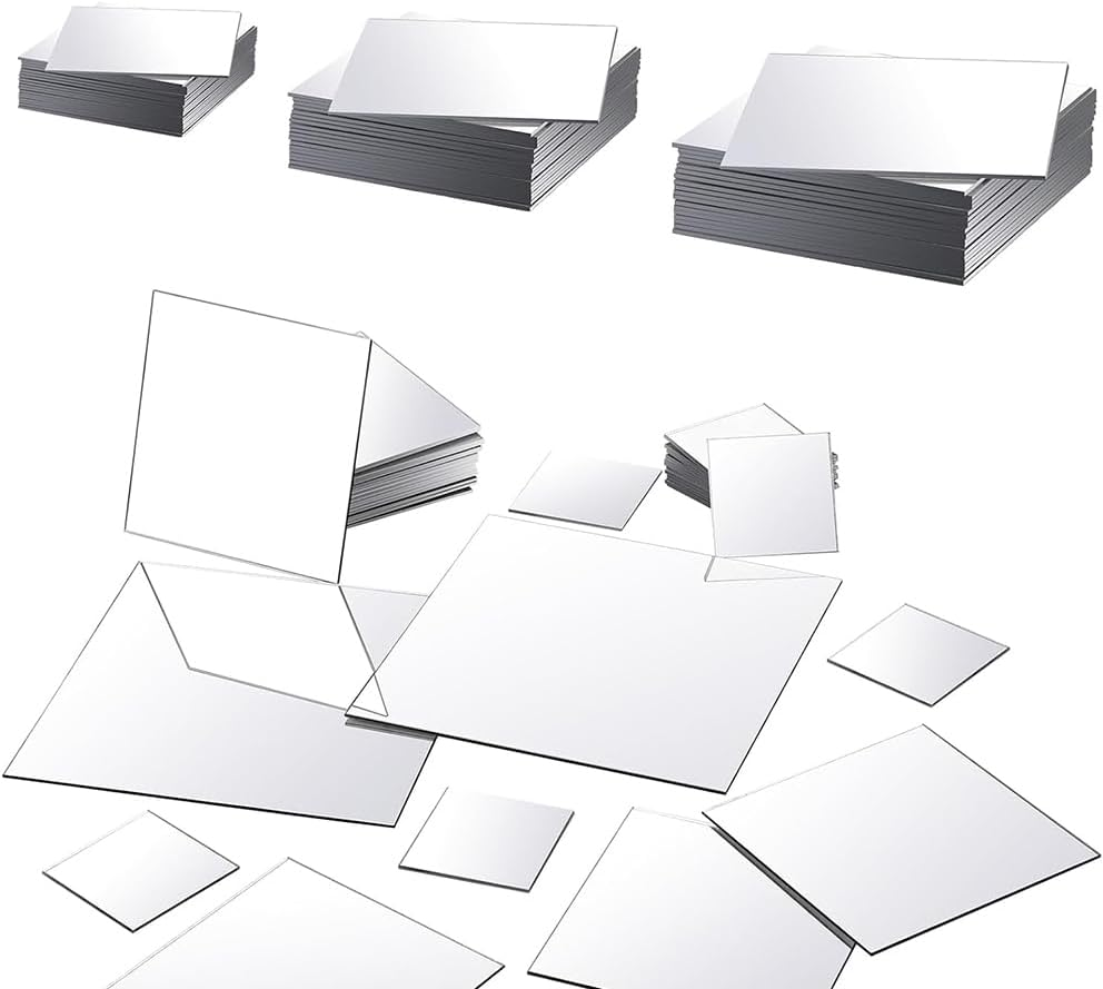 50Pcs Self-Adhesive DIY Mirror Wall Stickers,Mini Unbreakable Square Acrylic Mirror,Mirror Tiles 0.98" 1.97" 2.95" Three Sizes,For Crafts DIY Projects Home Wall Tables Kitchen Bathroom Decor image number 1