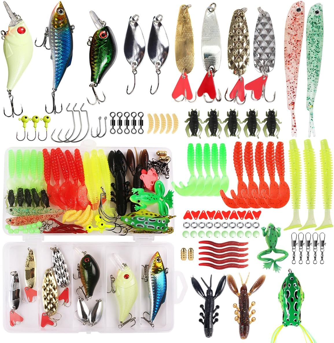 94Pcs NUZAMAS Fishing Lure Kit Bait Tackle Kit Fishing Accessories Tackle Tool Box for Fly Fishing Wet Flies Bass Trout Salmon Freshwater and Saltwater image number 6