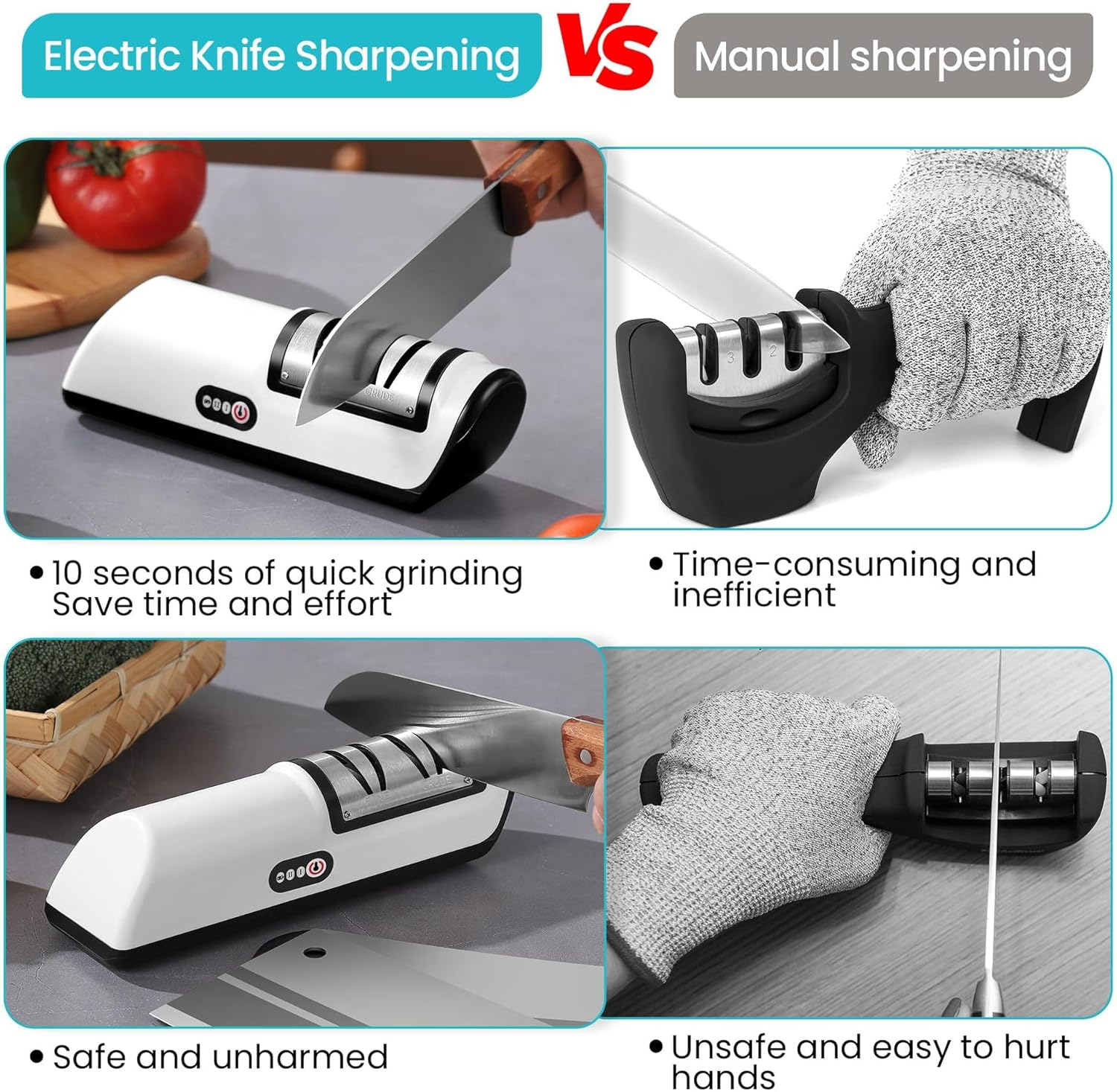 Tootoo Kitchen Electric Knife Sharpener &ndash; Multifunctional Automatic Professional 4-Gear Sharpener for Chef, Steak, and Kitchen Knives image number 5