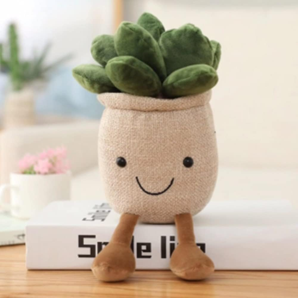 OUKEYI 9.8 Inch Succulents Plush Toy, Flower Pot Stuffed Plushie Pillow Decoration, Cute Soft Plants Throw Pillow for Christmas Birthday Gifts (Khaki) image number 3