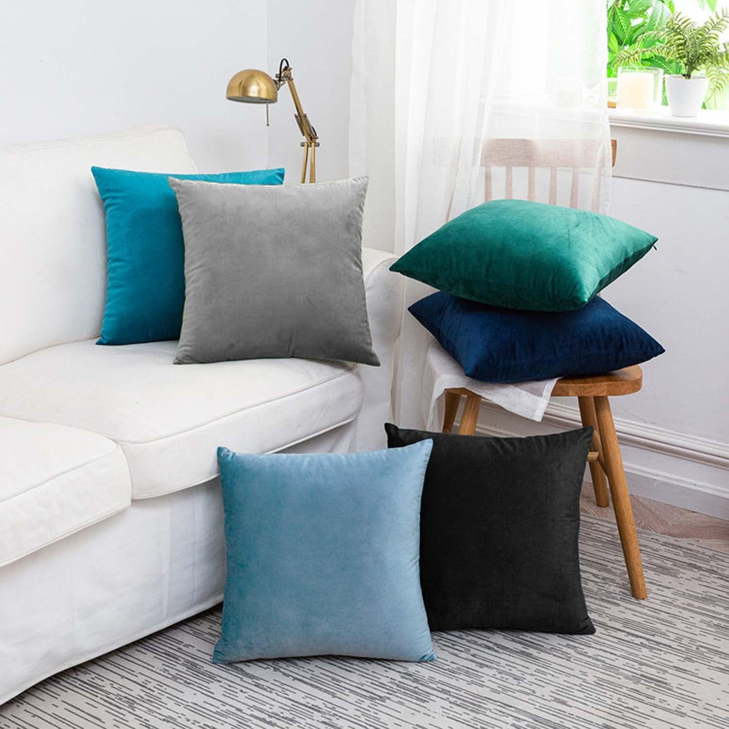 Cyuripu Pack of 2 Velvet Black Throw Pillow Covers 24 X 24 Inch Decorative Soft Cozy Square Cushion Covers for Sofa Couch Bed Home Decor 60 X 60 Cm image number 6