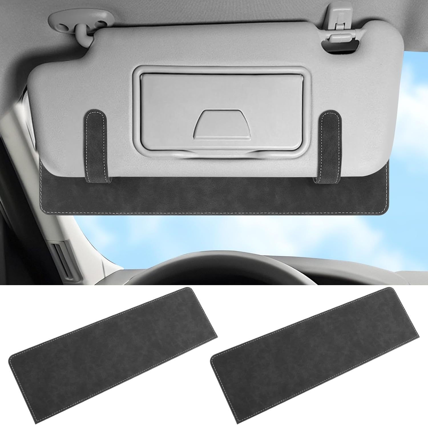2Pcs Sun Visor Extender for Car, Window Shade, Extension Shade Attachment, Adjustable PVC Sunshade Blocker, Auto Accessories for Safe Driving (Black)