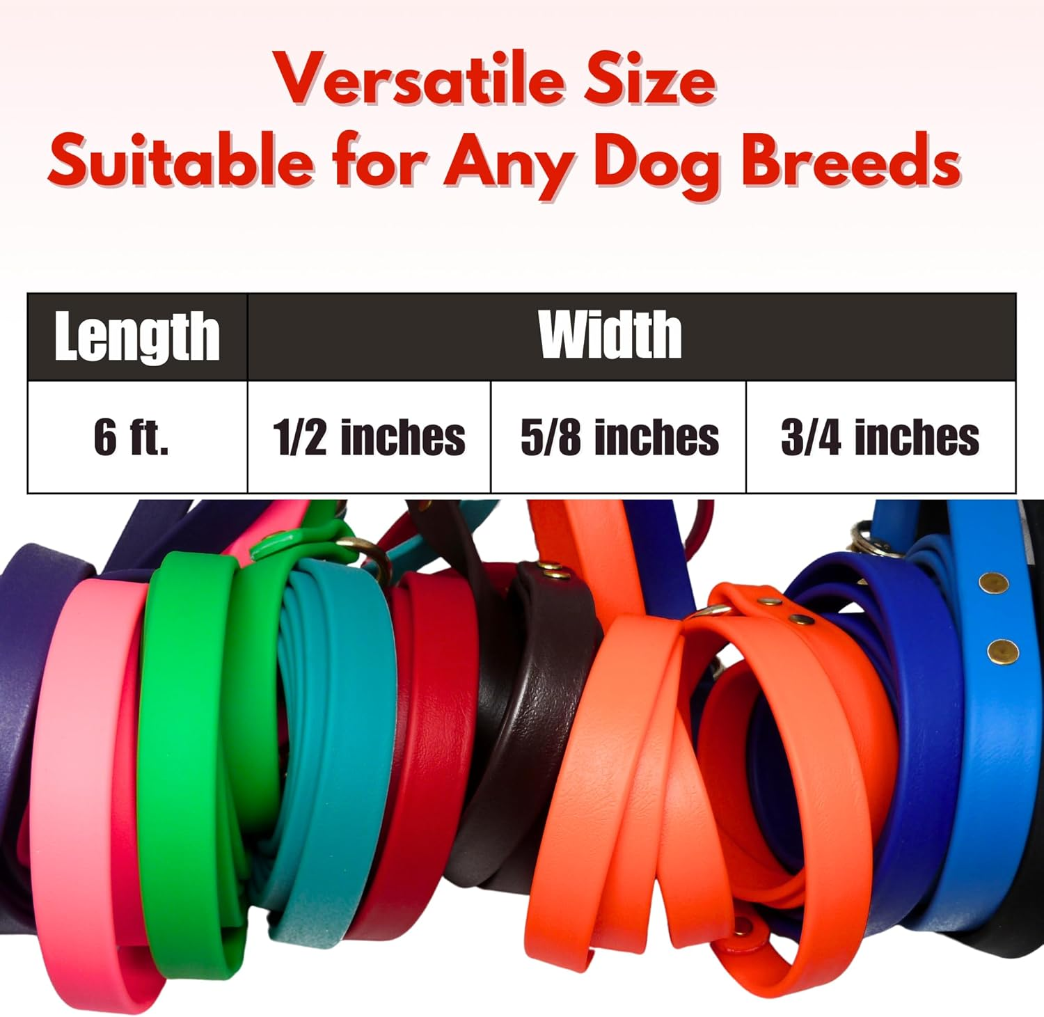 Jimhodgesdogtraining Gummy Dog Leash, Biothane, Dog Training Leash, Made in the USA, 6 Feet, Various Sizes & Colors