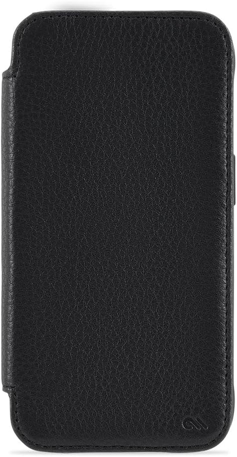 Case-Mate Wallet Folio Iphone 14 Case/Iphone 13 Case - Black [10Ft Drop Protection] [Compatible with Magsafe] Flip Folio Cover Made with Genuine Pebbled Leather, Landscape Phone Stand, Card Holder image number 5