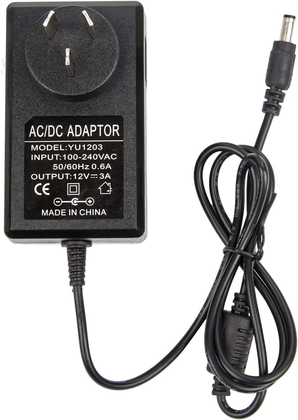 12V 3A Power Adapter, Cfsadapter AC 100V-240V to 12V 3A Power Supply Adapter AC to DC 5.5Mm X 2.5Mm 36W Switching Charger for LCD Monitor, Wireless Router, CCTV Cameras