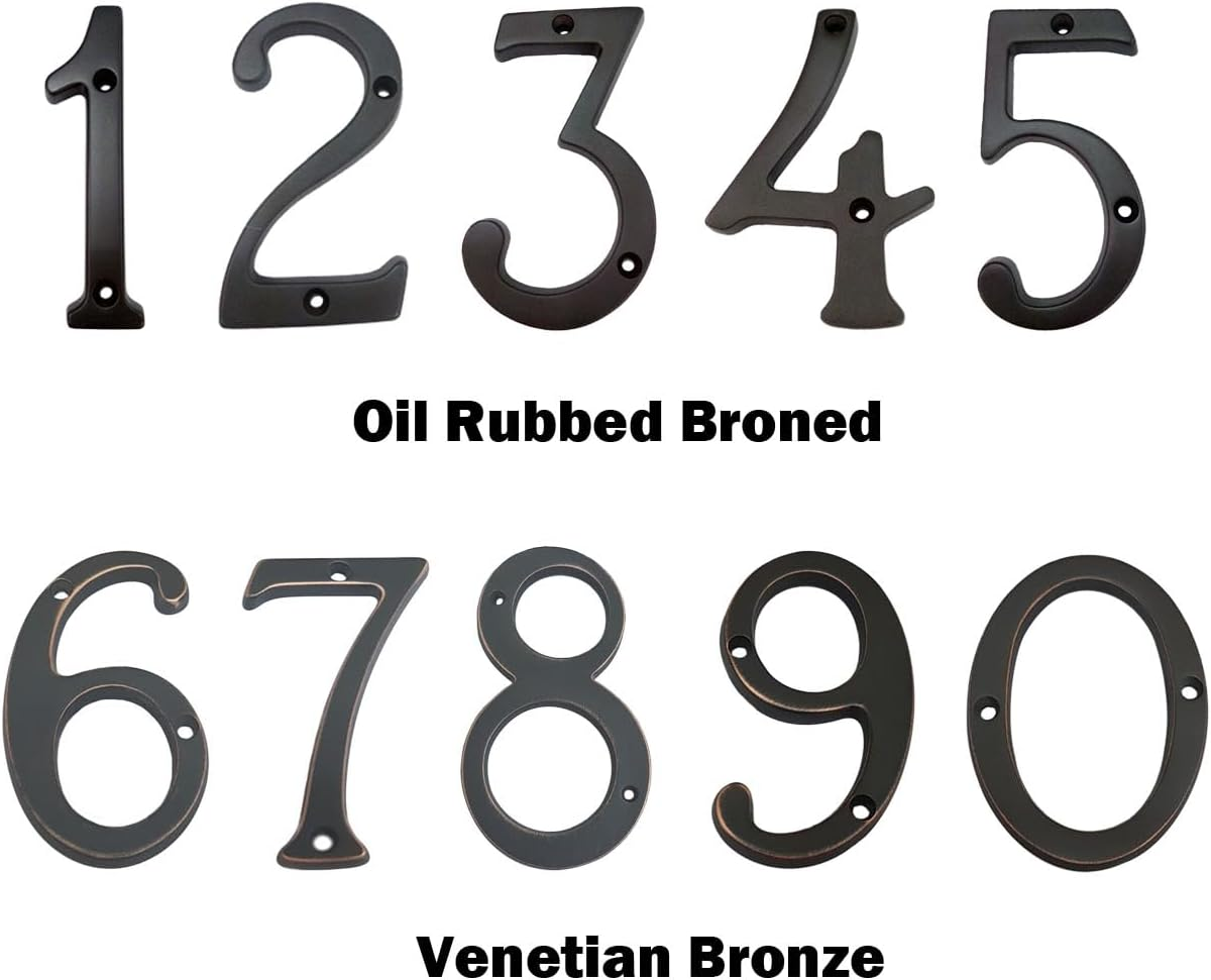 QCAA Traditional Heavy Forged Brass House Number, 6", 1, Polished Brass, Made in Taiwan