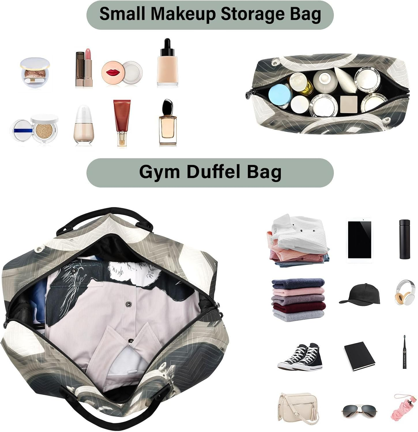 XYMZR Large Travel Duffel Bag, Astronaut Skeletonin Sports Tote Gym Bag, Shoulder Weekender Overnight Bag for Women Men, Carry on Luggage with Toiletry Bags, Multi-Colored, Multi-Colored image number 6