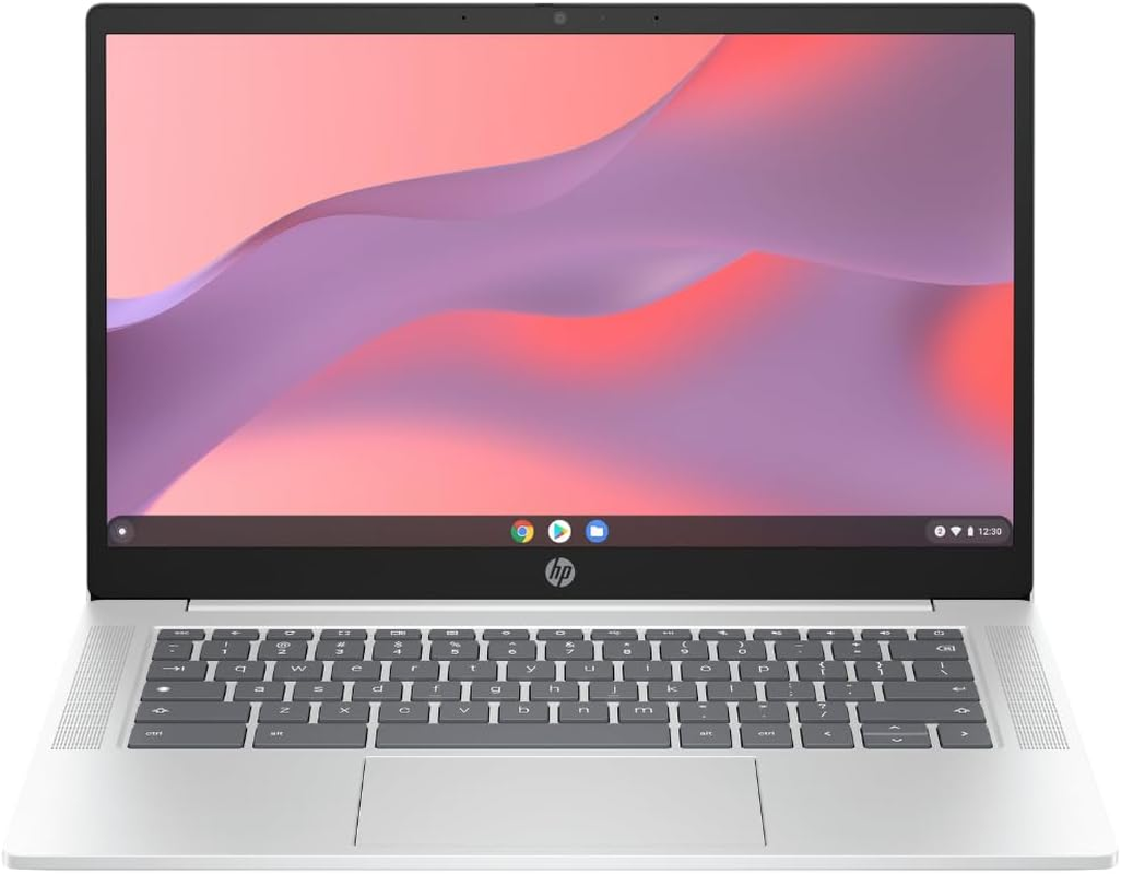 HP Chromebook 14A, 14-Inch HD Display, Intel Processor N100, 4GB RAM, 64GB Emmc, Intel UHD Graphics, Chromeos, Wi-Fi 6E, Bluetooth 5.3, Long Battery Life, Fast Charging, Glacier Silver, A1MT6PA image number 1