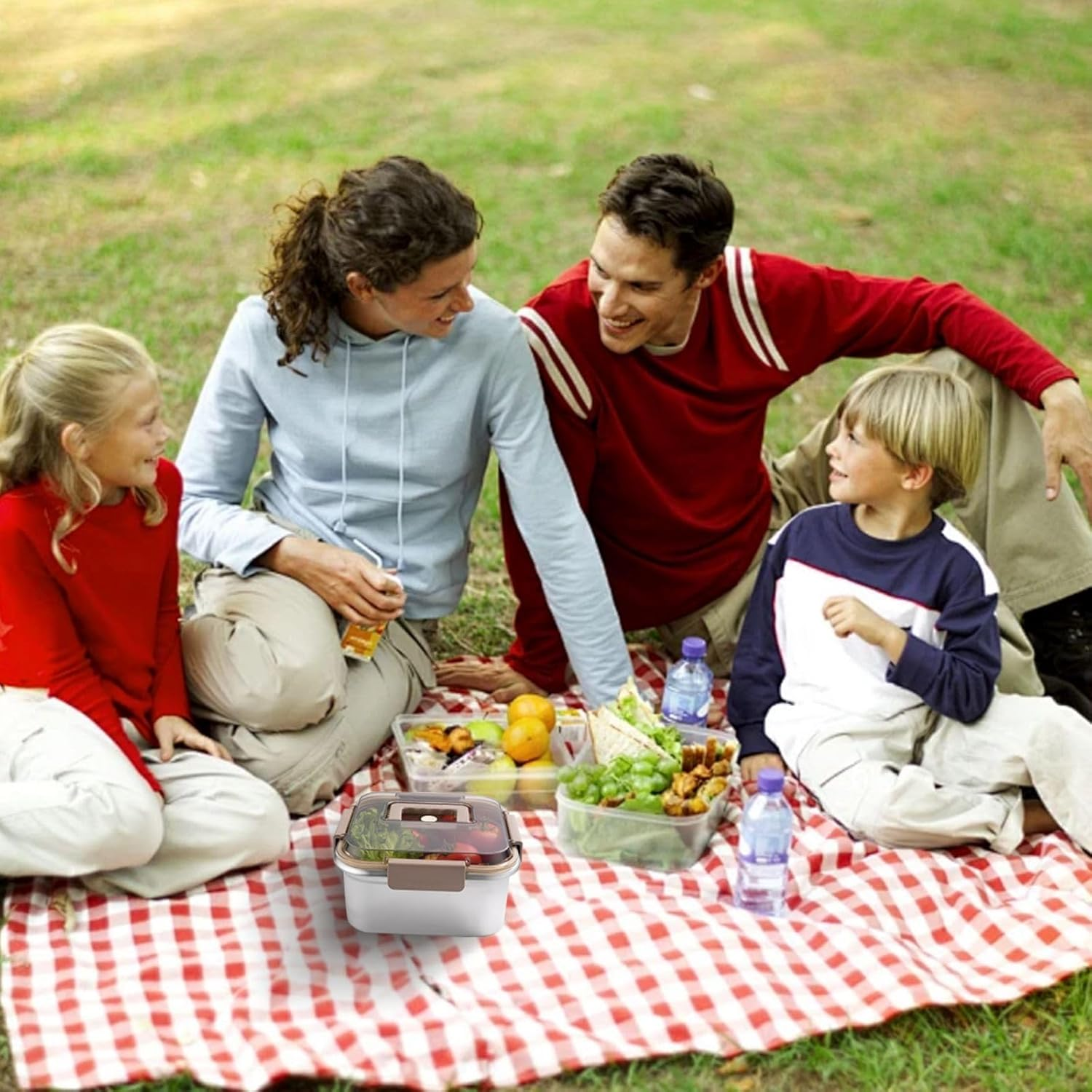 Food Storage Containers Outdoor 316 Stainless Steel Crisper Box Refrigerator Freezer Storage Box Fruit Seal Box Microwave Oven Heat-Resistant (2200ML) image number 4