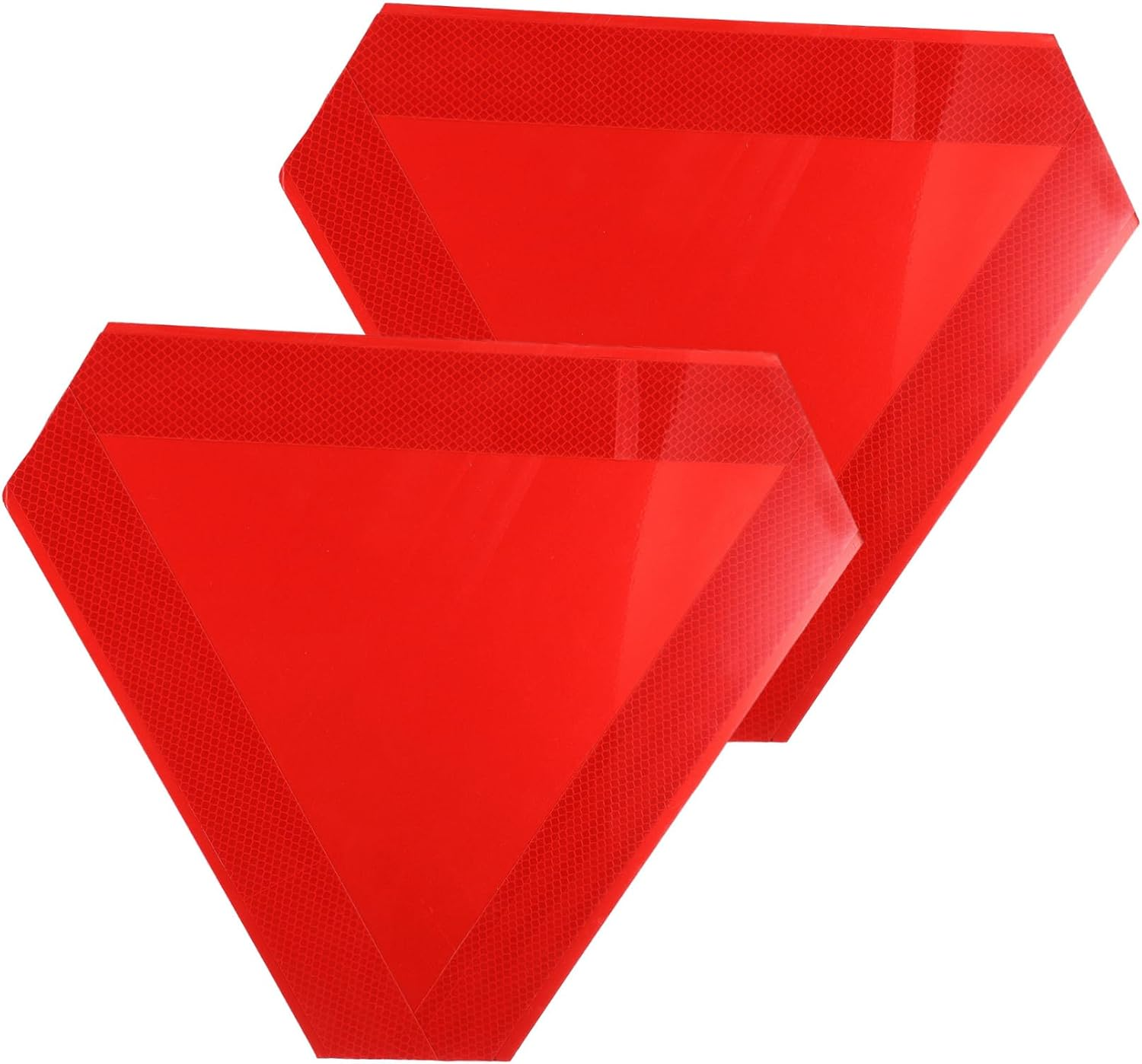 Reflective Safety Triangle Emergency Triangle Warning Reflector 2Pcs 35Cm/13.8In Yellow Base Aluminum for Roadside Emergency Low Speed Vehicles Trucks Tricycles