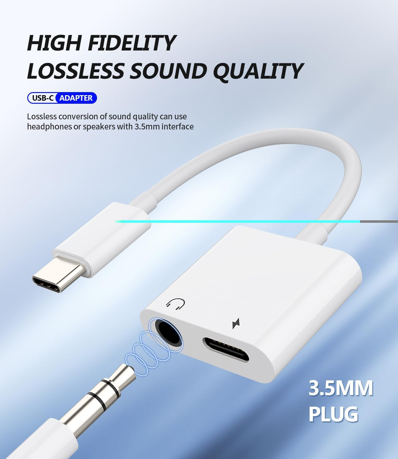 USB C to 3.5Mm Headphone Jack Adapter(2In1)For Iphone 16 15 Pro AUX Audio Cable Charger Splitter Type C Earphone DAC Stereo Port Car Cord for Apple Android Accessories Compatible with Samsung for Ipad image number 2