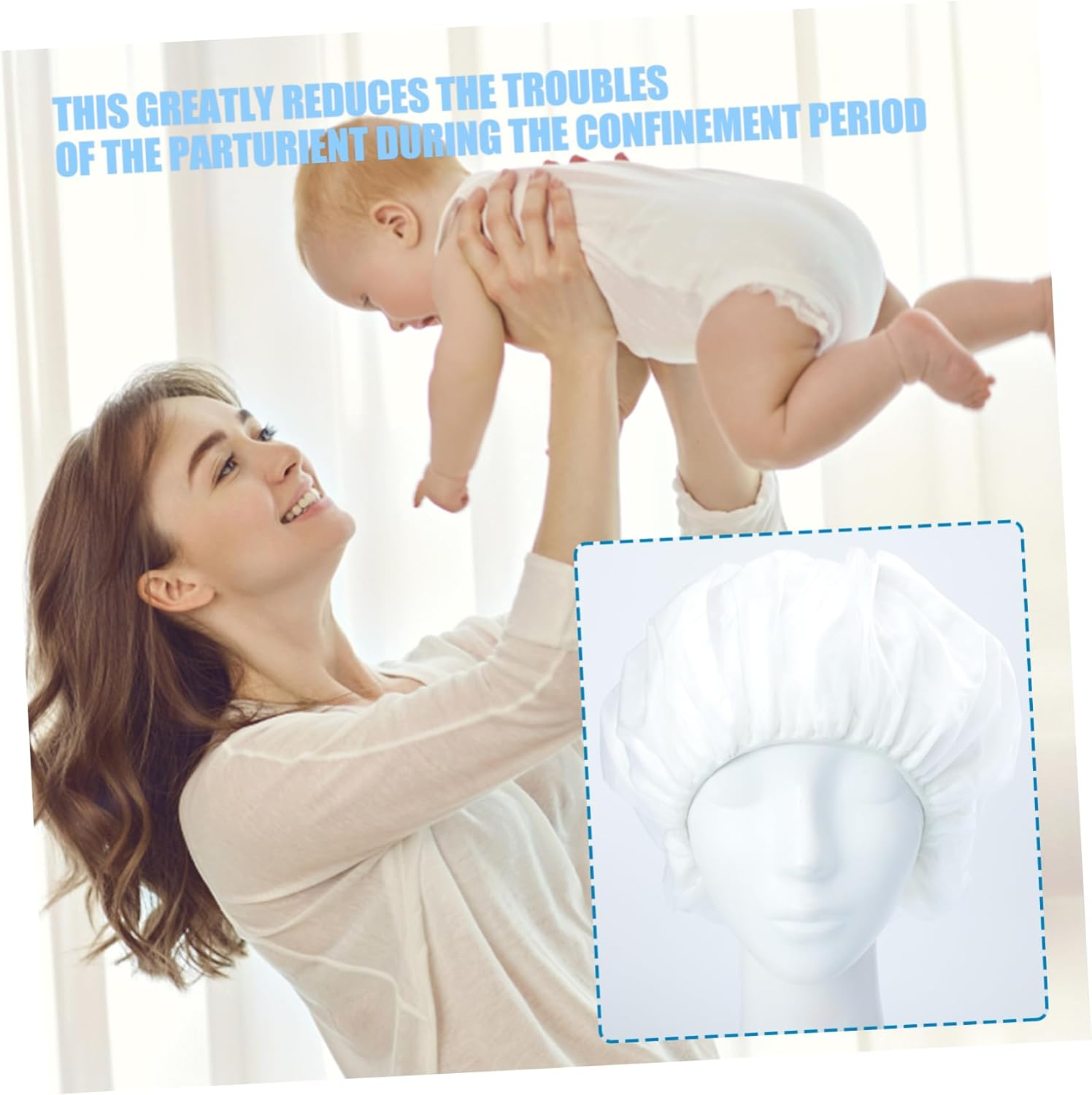 BIUDECO Rinse Shampoo Hat for Pregnant Women Dry Hair Wash Cap Microwaveable Hair Bonnet Travel and Outdoor Use image number 4