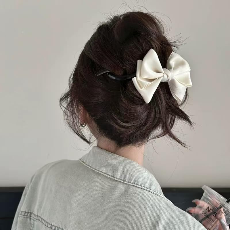 French Twist N Clip Bow Hair Clips for Women Nonslip Bowknot Twist Hair Barrettes Banana Clips Hairpins French Bow Hair Accessories Jaw Claw Clips for Girls 2PCS image number 5