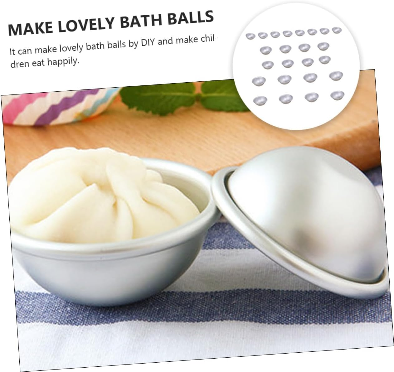 Sewroro 24Pcs Bath Salt Mold Hemispherical Shape for Diy Bath Bomb Mould Shapes image number 4