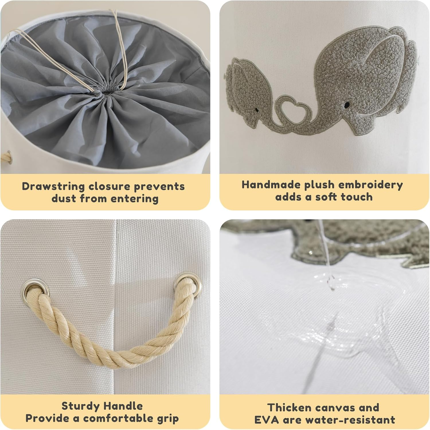 Inough Baby Hamper Extra Large Nursery Hamper, 58L Kids Toys Basket Laundry Basket for Baby'S Dirty Clothes Collapsible Storage Basket Canvas Clothes Hamper Toy Box Dorm Room Essentials for College image number 3