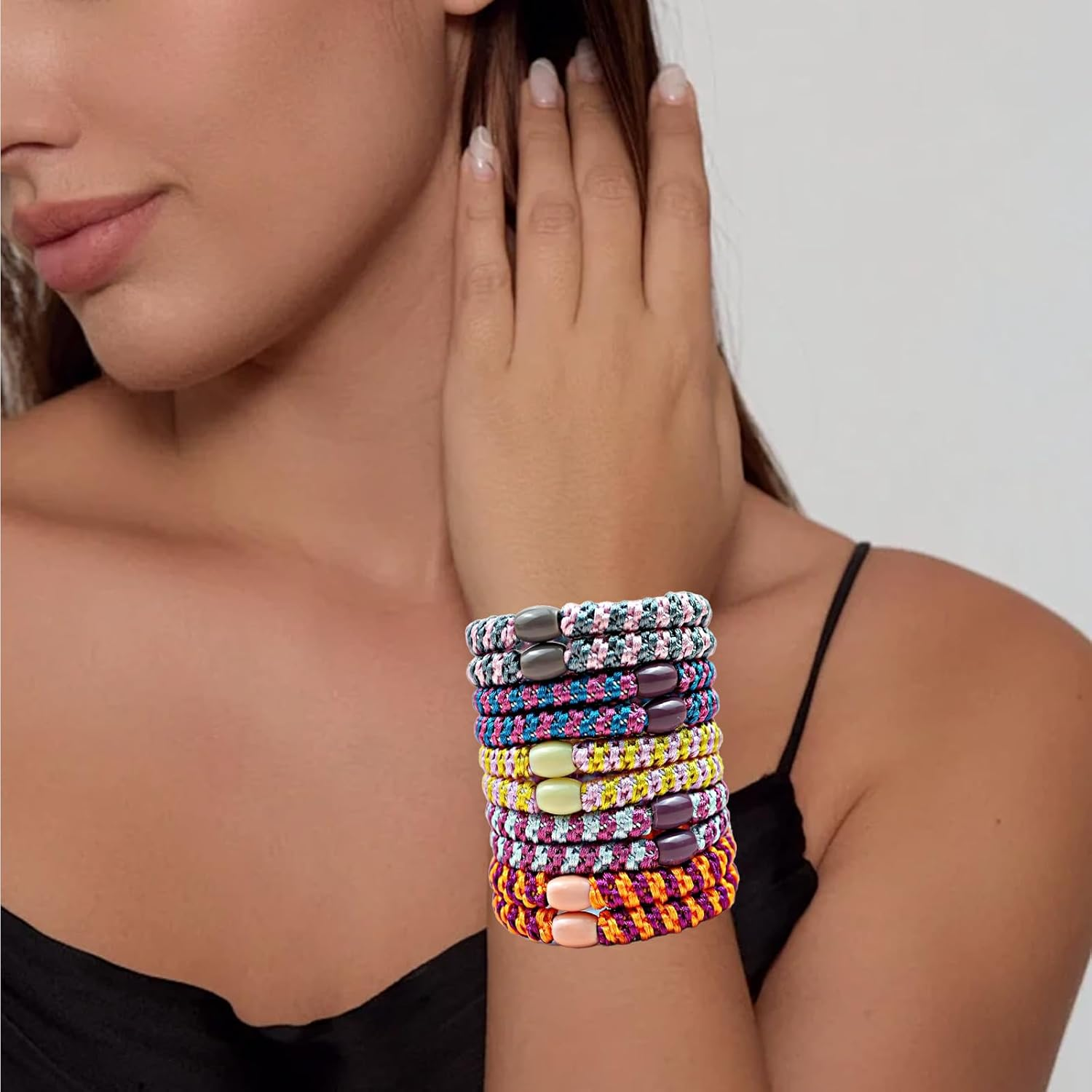 Kknekki Original Hair Scrunchie, Pack of 20 Elastic Braid Elastics Women, Fashion Braided Hair Ties, Multicoloured Scrunchie for Thick Hair and Curly Hair, Medium Long Hair image number 2