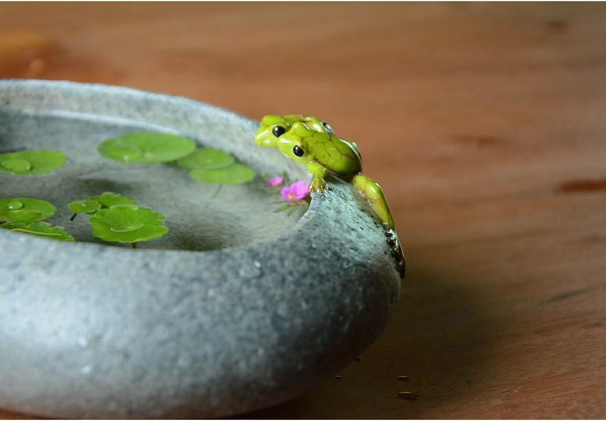 Top Collection Garden Frogs on Long Functional Stone Flower Pot Planter Figurine image number 1