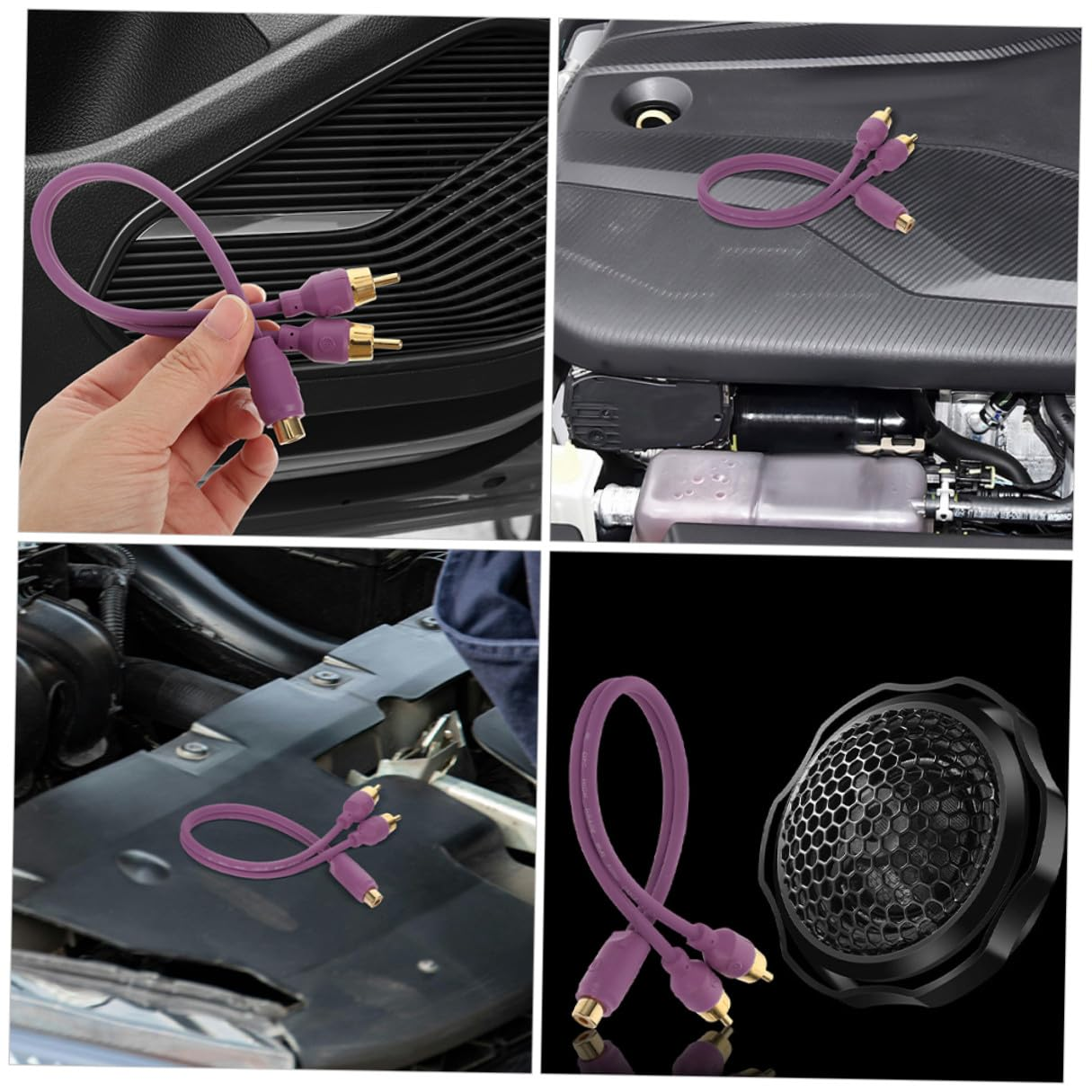 IMIKEYA 2Pcs Violet RCA Y Splitter Cable Dual Headphone Jack Adapter for Car Audio Subwoofer Amplifier Converter Compatible with Home Theater and CD Player Systems image number 5