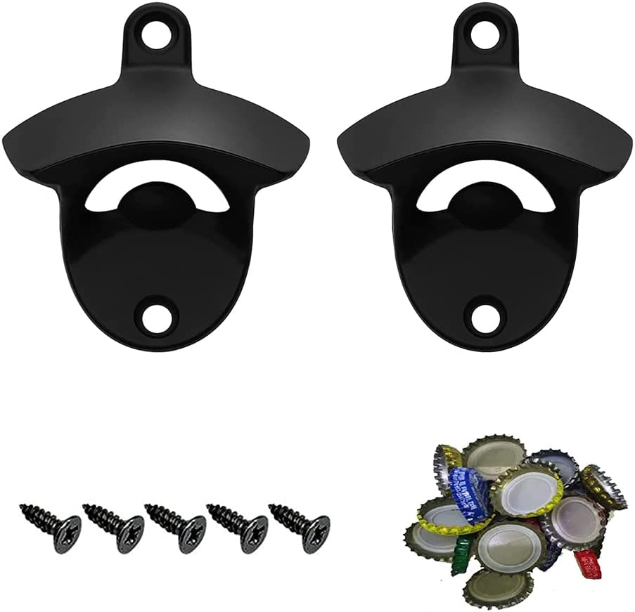 Wall Mounted Vintage Beer Bottle Opener, 2Pcs Metal Cocktail Wine Openers with Screws image number 1