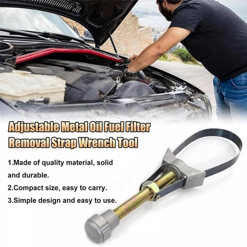 Adjustable Oil Filter Wrench Heavy Duty Universal Oil Filter Removal Tool with Non Slip Strap, Fits Cars, Trucks, Excavators, 1Piece Lightweight Wrench for Easy Oil Change and Maintenance image number 6