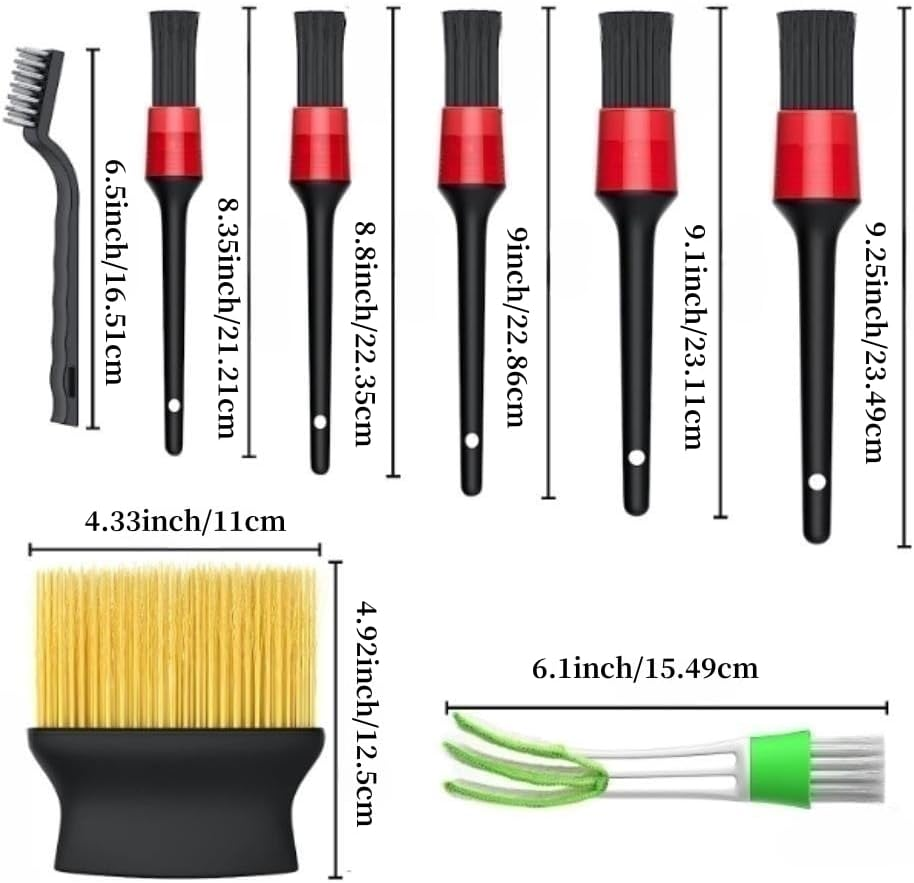 11Pieces Car Interior Cleaning Brush,5Different Sizes Soft Detail Brushes,3Wire Brushes,2Gap Cleaning Brush and 1Car Interior Dashboard Engine Detail Brush for Cleaning Dashboard, Engines, Wheel .. image number 4
