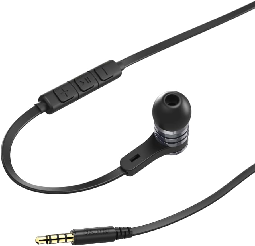 Hama German Intense Earphones with Mic Flat Ribbon Cable Black image number 2