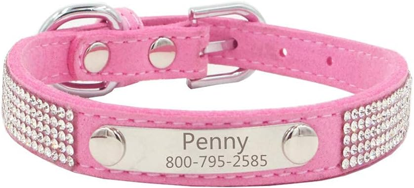 THAIN Rhinestones Personalized Dog Cat Collar and Leash Combo Set Bling Diamond with Engraved Stainless Steel Nameplate for Small Medium Large Dogs (M(Neck 12.59"-14.96"), Black Set)