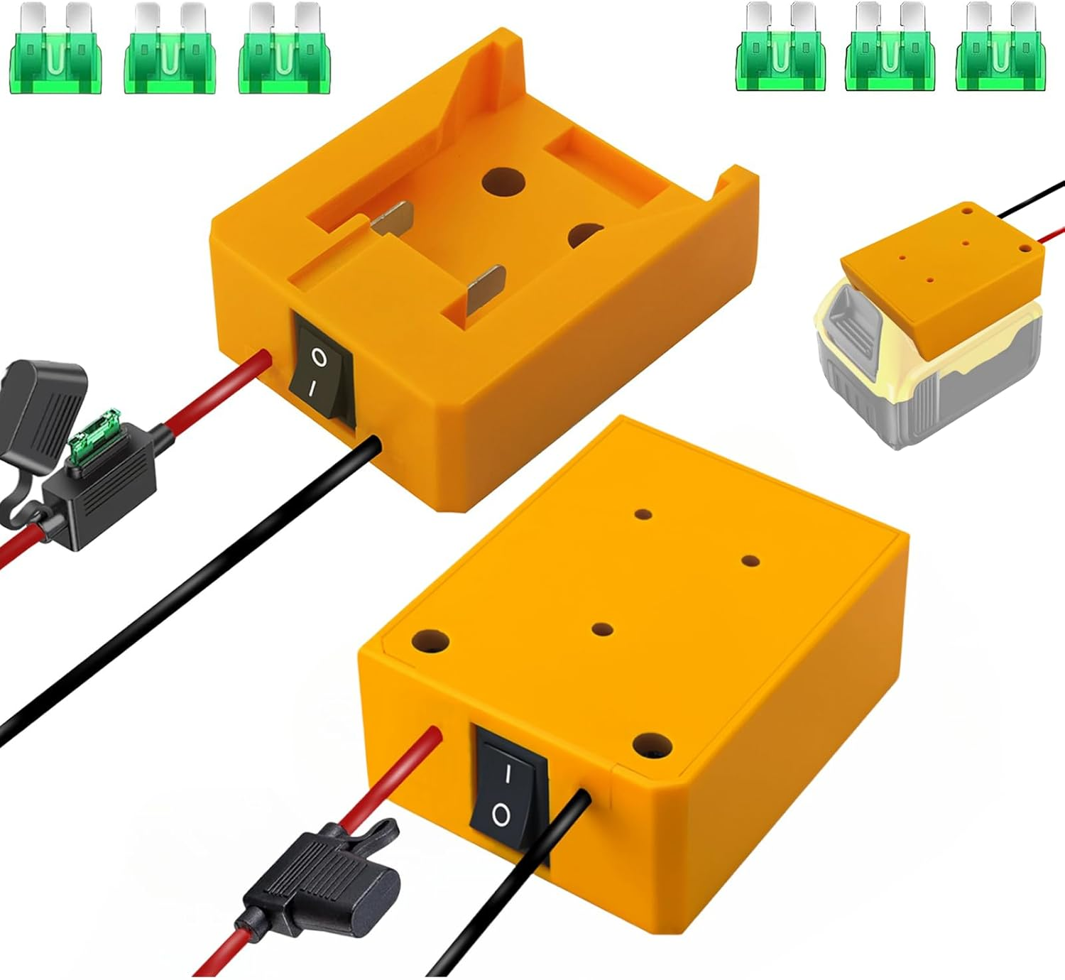 2Packs Power Wheel Adapter for Dewalt 20V Battery Adapter, Battery Converter Kit with Switch & Fuses & Wire Terminals, 14AWG Wire, Power Connector for DIY Rc Car Toys, Robotics and Rc Truck image number 5