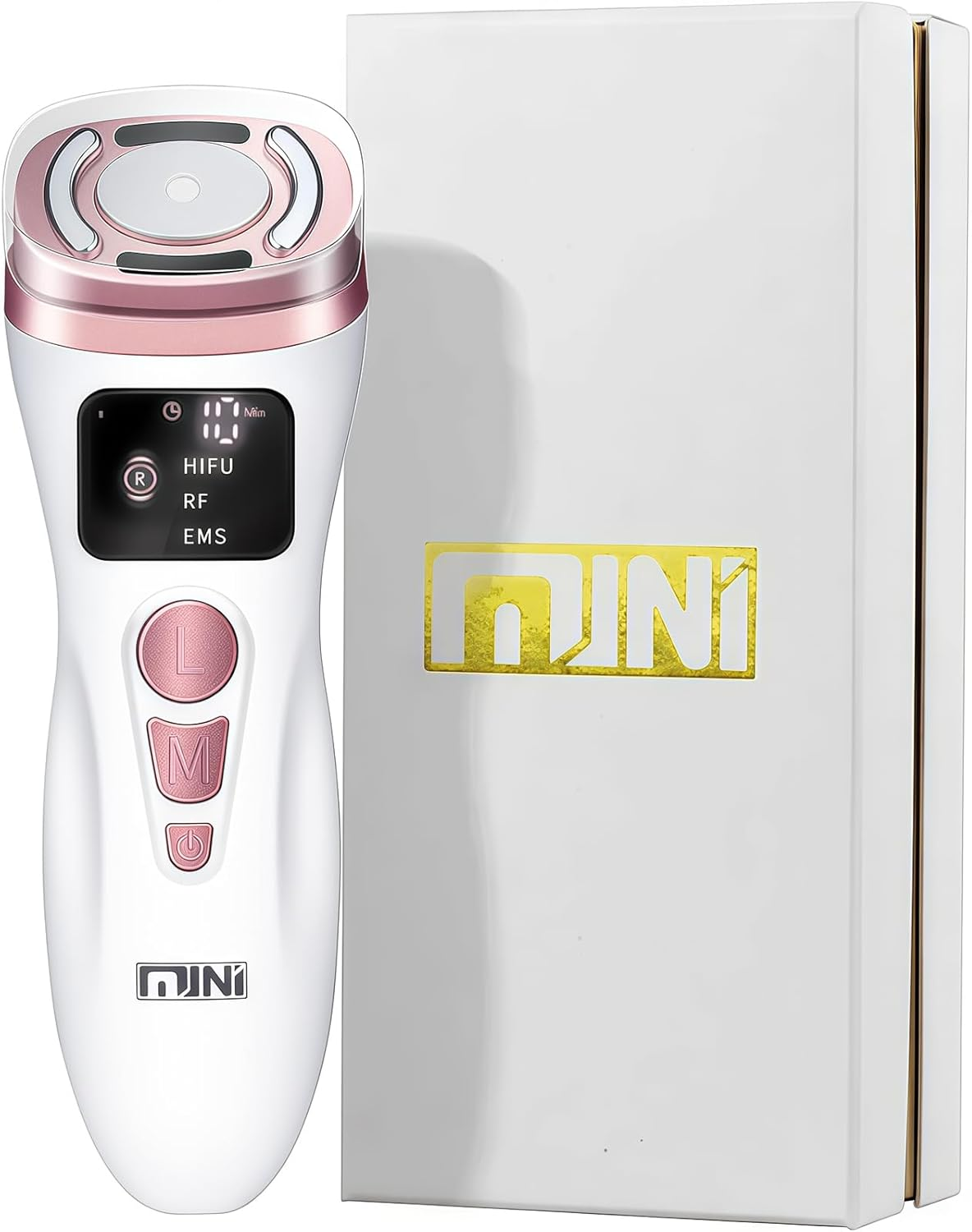 Bouzaak Mini Hifu Machine for Face, 3 in 1 Portable Anti-Aging Device with HIFU RF EMS Facial Machine, Skin Lifting & Firming for Women Neck Chin Eyes Care Home Use (White)