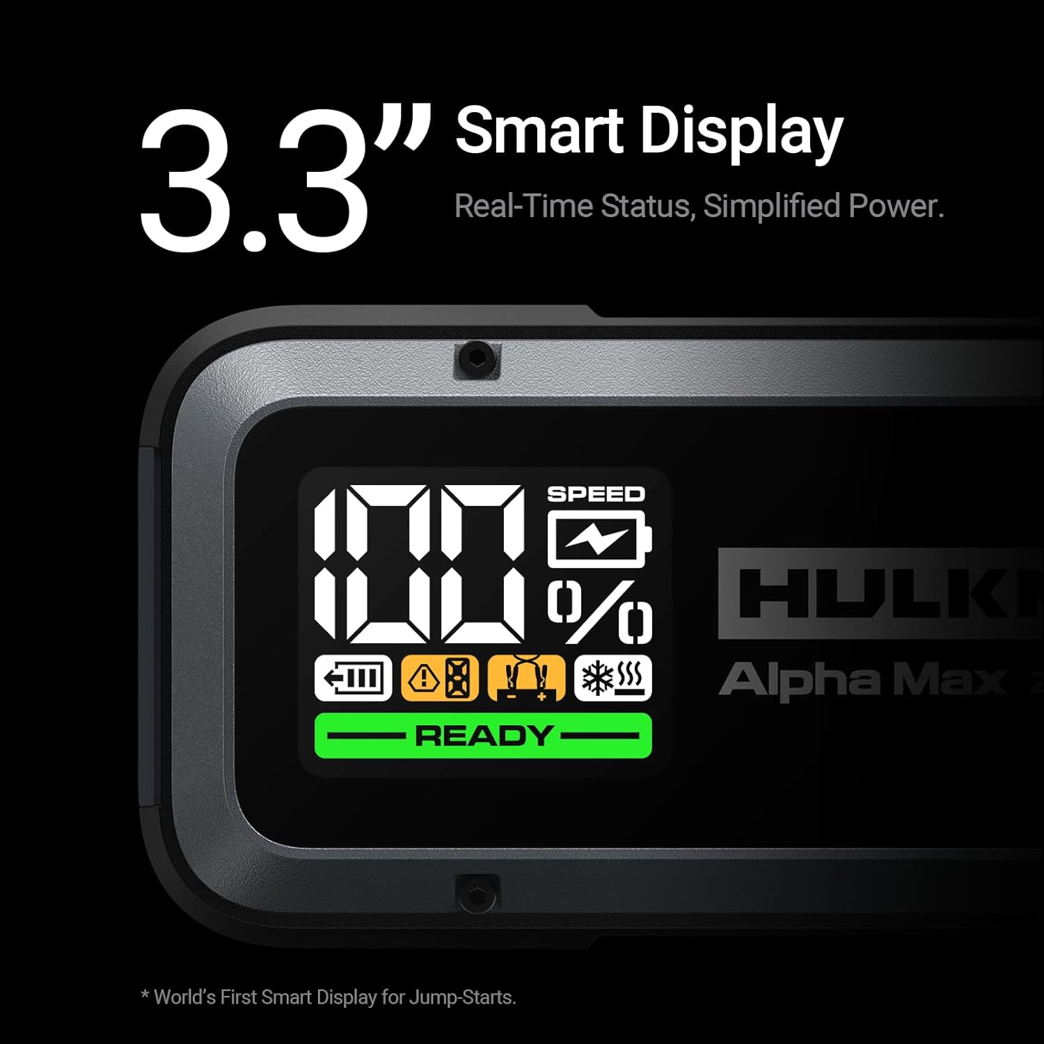 Hulkman Alpha Max Space Gray, 2500A 88.8Wh Car Battery Jump Starter with -40℉ Pre-Heat Tech, 12V Portable Jump Box, 3.3" LED Display Jump Pack, Jumper Cables for up to 9.0L Gas and 6.5L Diese Engines image number 6