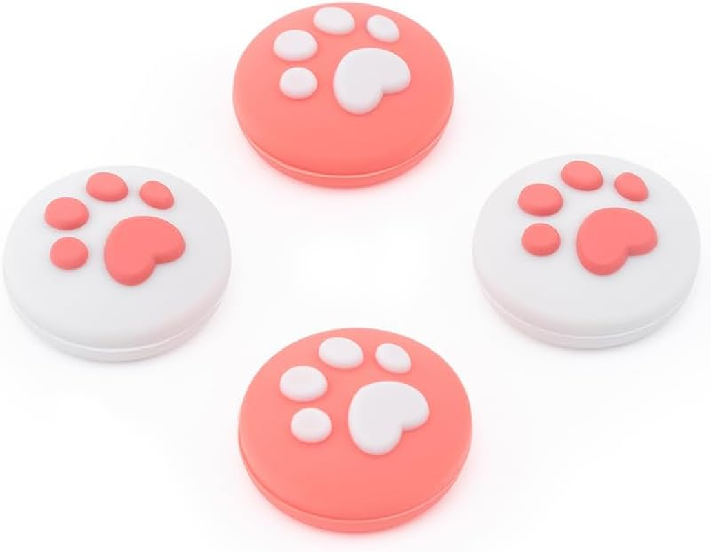 Geekshare 4PCS Silicone Cat Paw Game Console Thumb Grip Set Joystick Caps Compatible with Switch/Oled/Switch Lite (Lake Green)