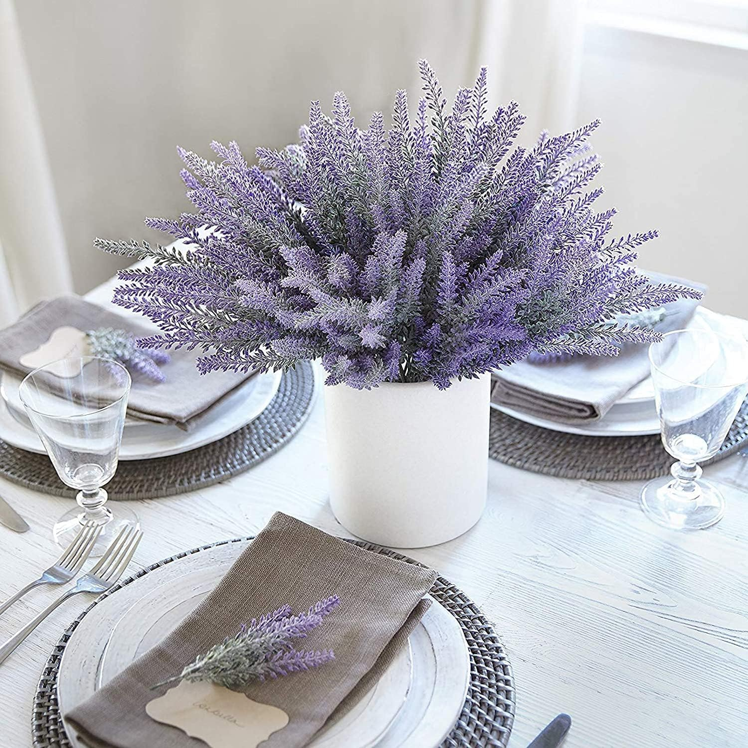 Artificial Lavender Flowers 10 Pieces to Make a Bountiful Flower Arrangement Nearly Natural Fake Plant to Brighten up Your Home Party Garden and Wedding Decor (Purple)