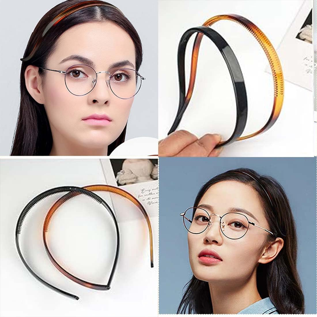 DWFEYOI Pack of 2 Plastic Headbands with Teeth Thin DIY Hair Bands Headbands for Women Girls, White Hair Band Women, Hair Band Women image number 1