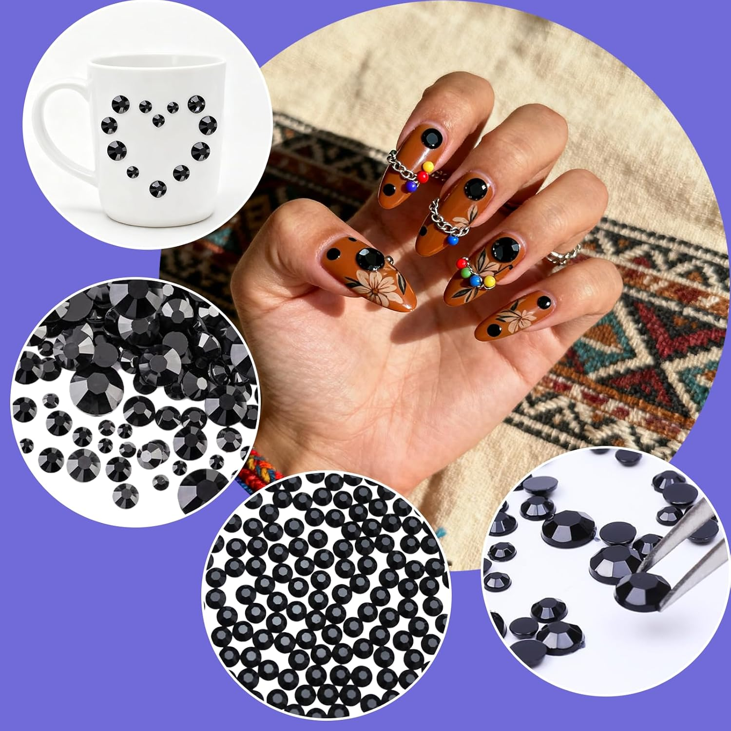 Rhinestones, Nail Gems - 5320 Pieces Flat Back Gems round Crystal 6 Sizes (1.5-6 Mm) with Pick up Tweezer and Rhinestones Picking Pen for Crafts Nail Face DIY image number 2