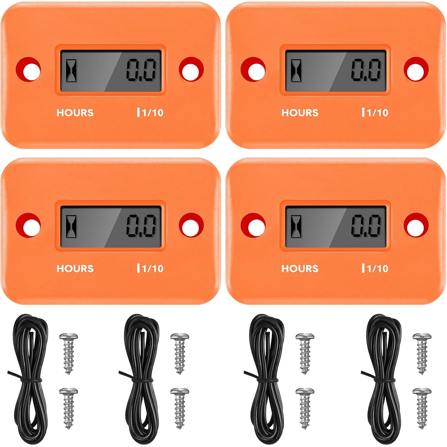 4 Pieces Hour Meters for Small Engines Inductive Digital Engine Meter Automatically Shutdown Tachometers Small Hour Tachometers for Motorcycle Lawn Mower Generator Chainsaws (Red)
