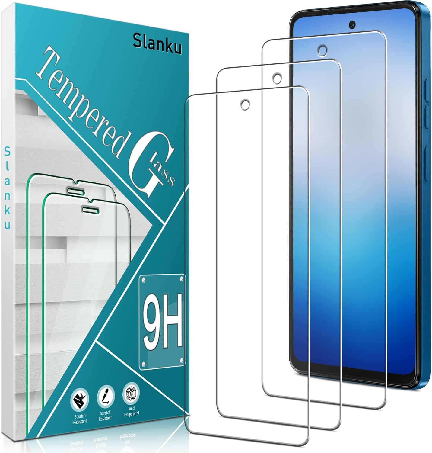 Slanku Screen Protector for Motorola Moto G04, G24 Tempered Glass Film, 9H Hardness, Easy Installation, Case-Friendly, anti Scratch, 3-Pack image number 1