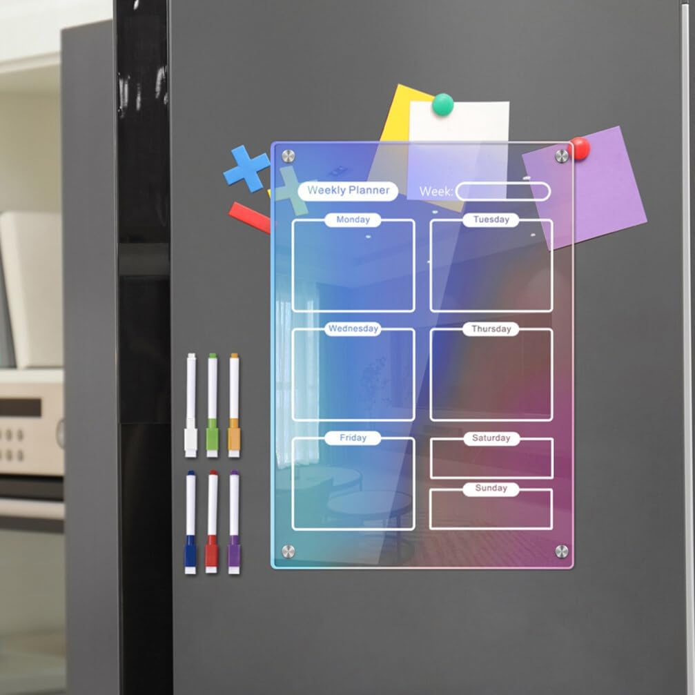 Operitacx Magnetic Weekly Planner Board for Fridge Acrylic Dry Erase Calendar Meal Planning image number 1