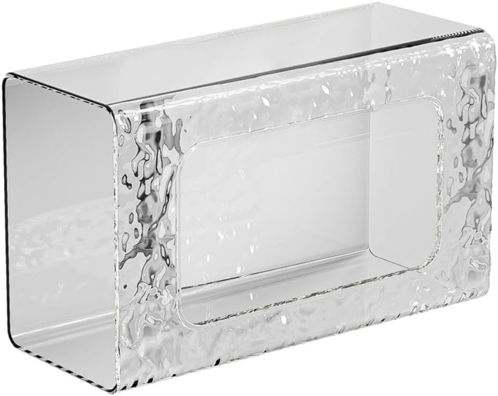 Poemtian Tissue Box Holder, Wipes Dispenser, Wall Mounted Tissue Box Holder, Clear Acrylic Tissue Box Holder, No Punching Self-Adhesive Wipes Holder for Bathroom, Wipes Dispenser for Kitchen Toilet