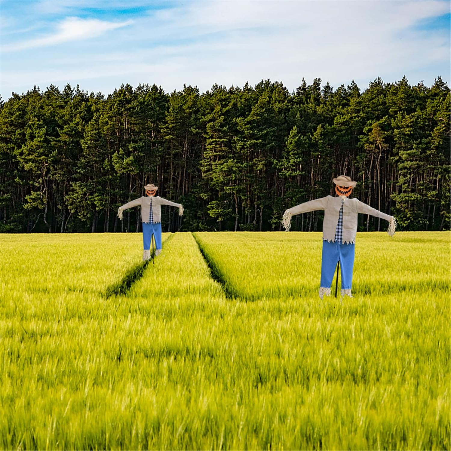 Larpgears Halloween 7.5 Feet Height Pumpkin Scary Scarecrow Ghost Decorations for Outdoor with Metal Stand Scarecrow Ghost Decor Flying Halloween Decorations for Garden and Yard image number 1