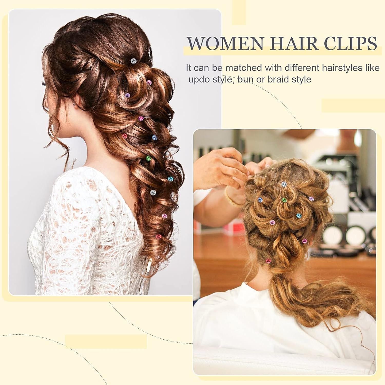 Xinnun 48 Pieces Rhinestone Hair Clips, Spiral Twist Hairpins with Rhinestone Crystal Metal Base, Hair Accessories for Wedding Bridal Prom Party, 1.4 Cm/ 0.6 Inches Diameter, 48 Pieces image number 2