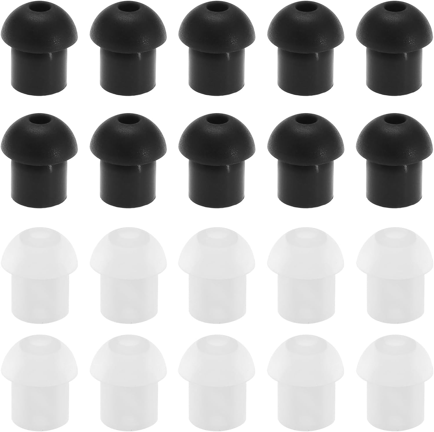 SING F LTD Replacement Silicone Earbud Ear Tips Compatible with Motorola Compatible with Kenwood Two Way Radio Talkie Walkie Air Tube Earpiece 10PCS Black & 10PCS White