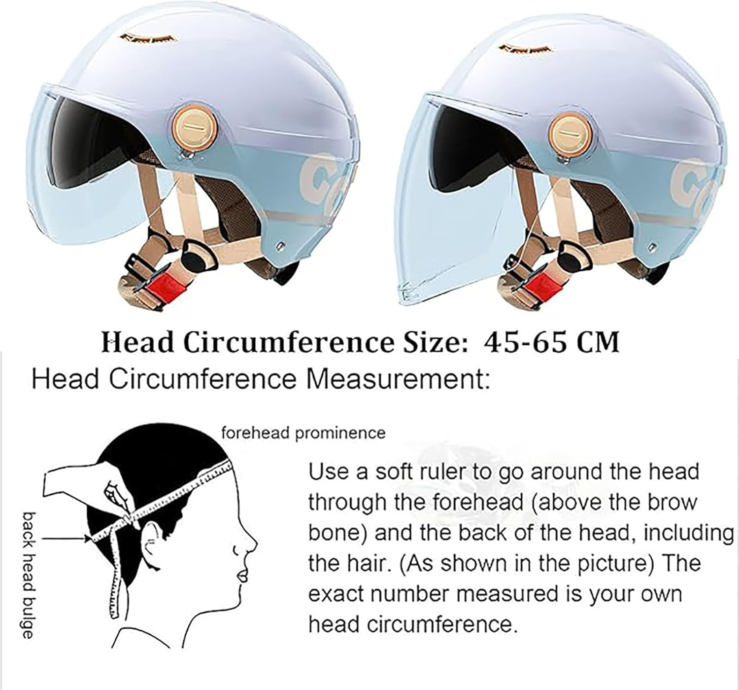 Motorcycle Half Hel-Met with Visor for Adults ,ECE/DOT Approved Lightweight Adjustable City Scooter Bicycle Hel-Met for Men Women image number 5