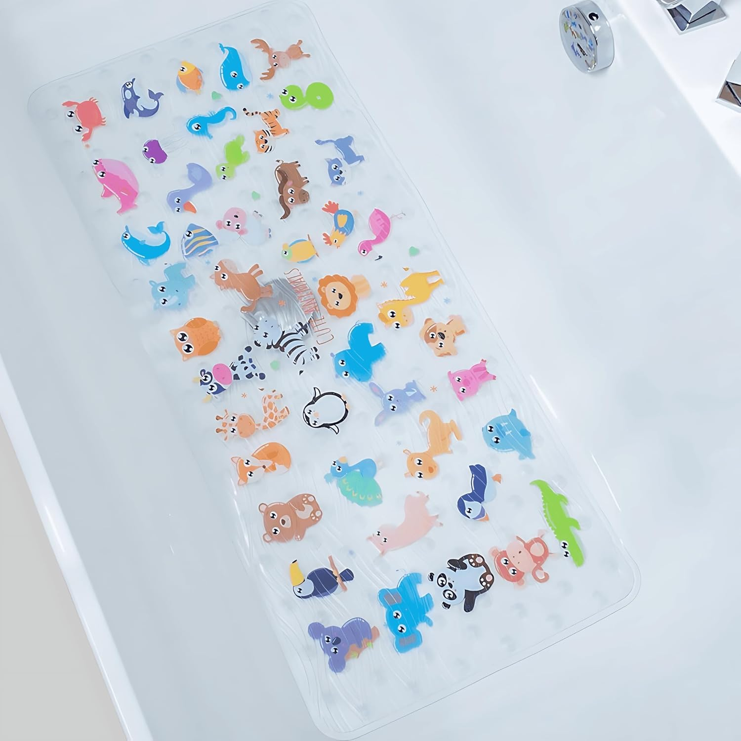 BEEHOMEE Bath Mats for Tub Kids - Large Cartoon Non-Slip Bathroom Bathtub Kid Mat for Baby Toddler Anti-Slip Shower Mats for Floor 35X16,Machine Washable XL Size Bathroom Mats (Alphabet)