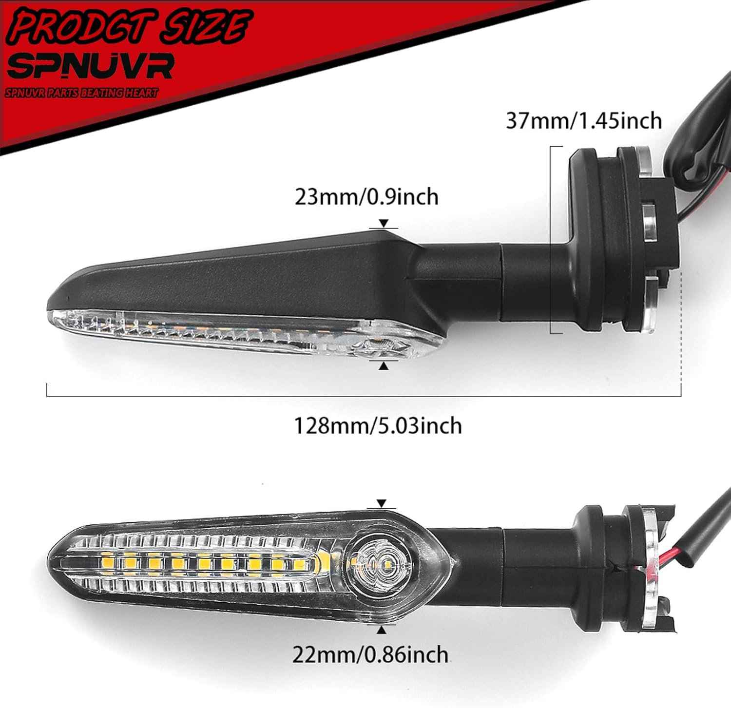 2PCS 12 Leds Motorcycle Turn Signals Water Flowing Indicator Arrow Blinker Lamps Compatible with YAMAHA MT07 TRACER 700 MT09 MT10 MT15 MT125 YZF R1/R3/R6/R6S XSR 700/900 (Smoke) image number 2