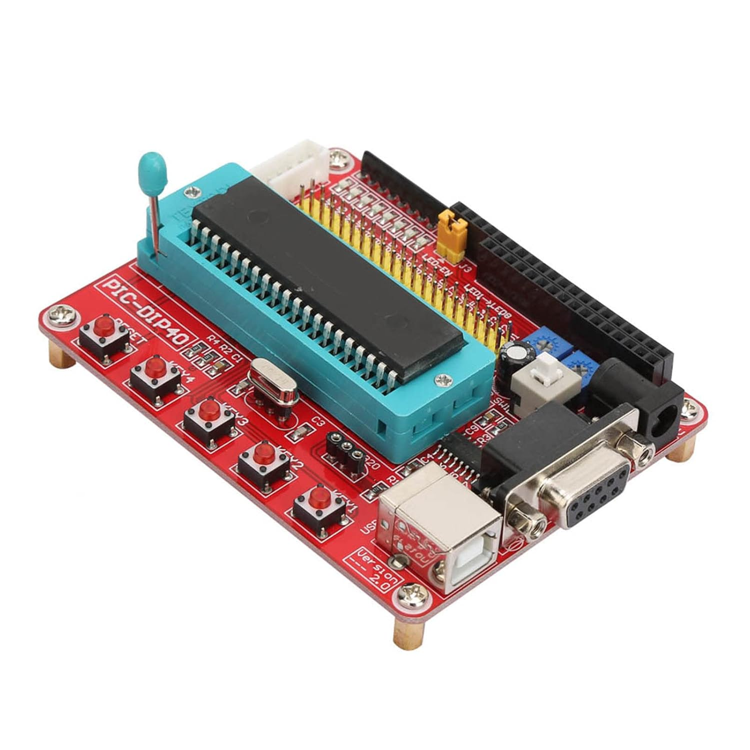 Pic16F877A Pic Programmer Kit, Microchip Learning Board, Pic16F877A Microcontroller Development Board with Rs232 Interface image number 2