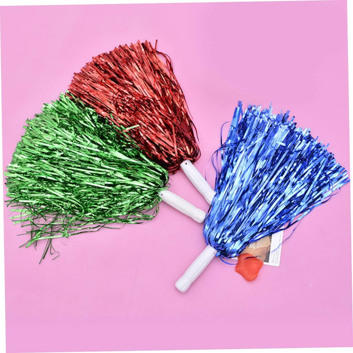 NOLITOY 6Pcs Cheering Hand Flowers Dance Pompom Colored Balls Bouquet Props Toddler Metal Girl Foil Cheer Pom Poms Plastic Pompom Plastic Ring Pom Poms Sports Pompom Foil Pom Poms image number 4