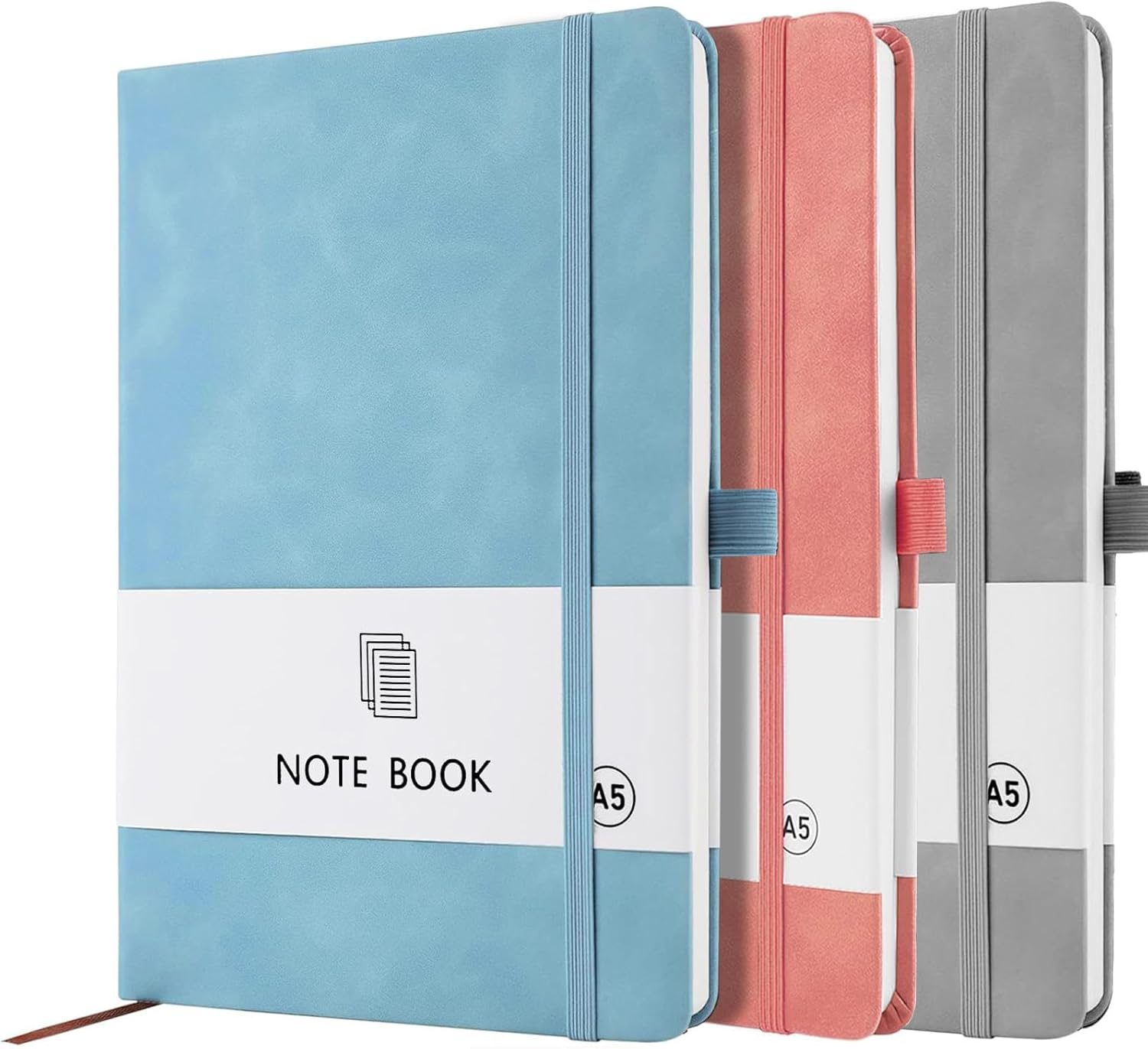 3 Pack Lined Journal Notebooks for Women & Men, A5 Thick Journals 200 Pages for Writing Ruled Notebook for Writing, School Note Taking, Business Work or Travel (Blue+Pink+Black)