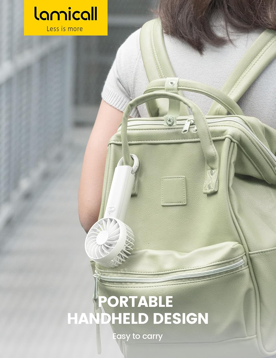 Lamicall Mini Portable Handheld Fan - USB Rechargeable Battery, 3 Speed Wind, Lightweight, LED Display, Personal Fan, Travel, Outdoor, Office, for Makeup, Women Men image number 3