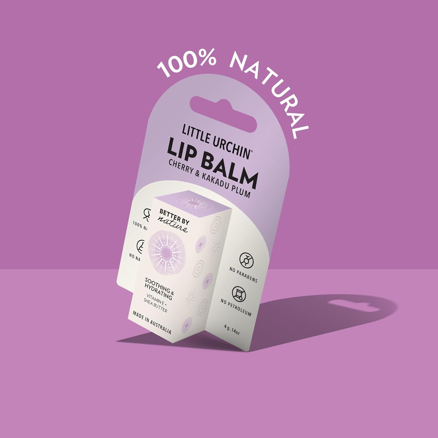 LITTLE URCHIN 100% Natural Lip Balm Cherry & Kakadu Plum 4G &ndash; Lip Care with Beeswax, Coconut Oil, Shea Butter & Vitamin E &ndash; Ultra-Hydrating & Nourishing Lip Moisturiser | Australian Made image number 6